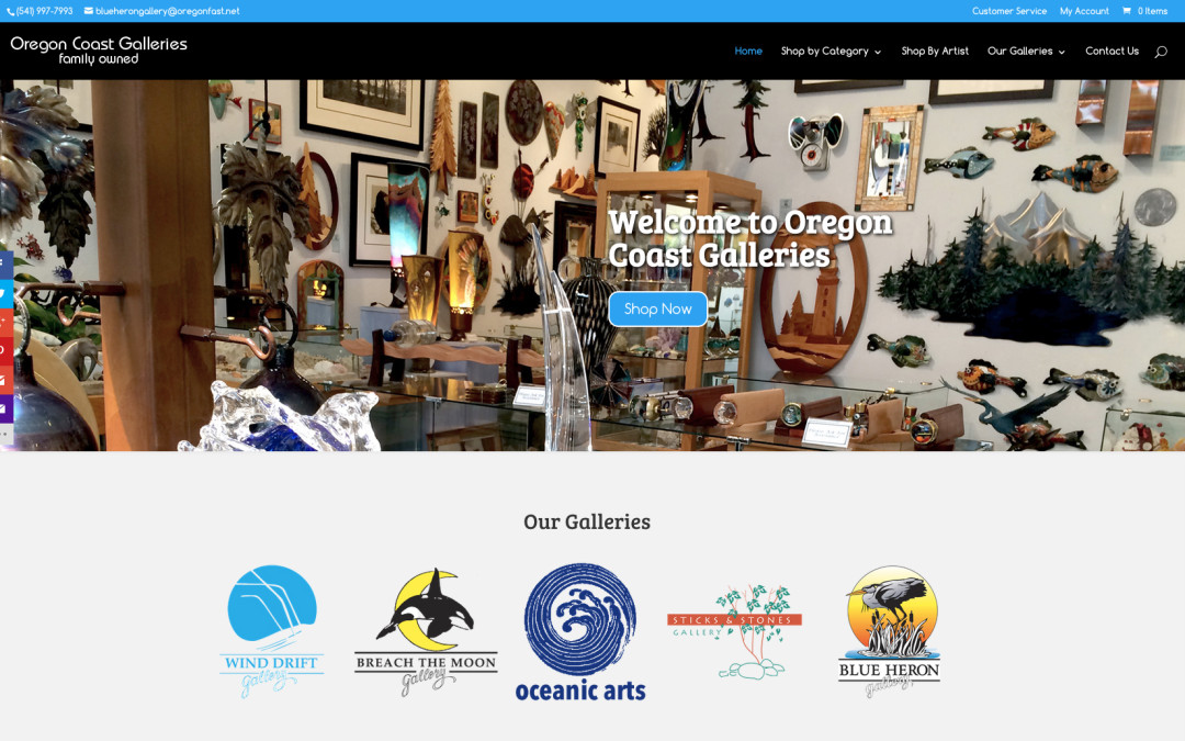 Oregon Coast Galleries – Ecommerce Website