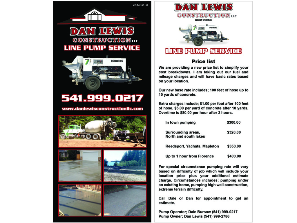 Dan Lewis Construction – Line Pump Rack Card