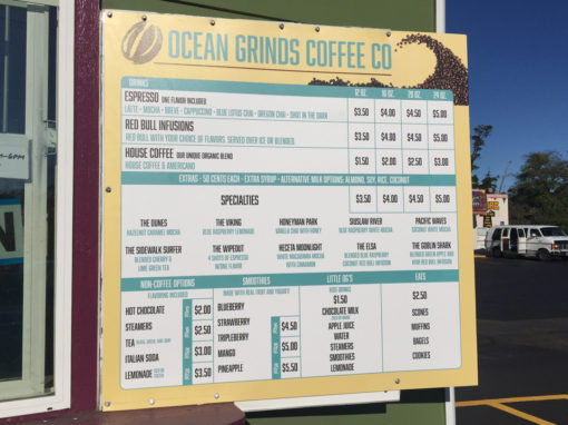 Ocean Grinds Coffee Co. – Menu Sign