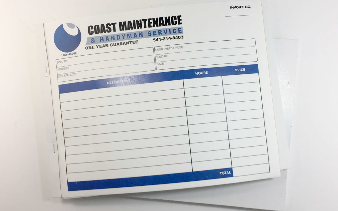 Coast Maintenance – NCR Forms With Wrap-Around Cover