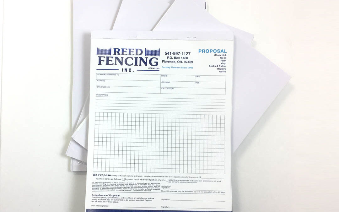 Reed Fencing – NCR Forms